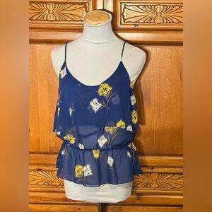 Tea n Rose Blue and Yellow Floral Layered Camisole
